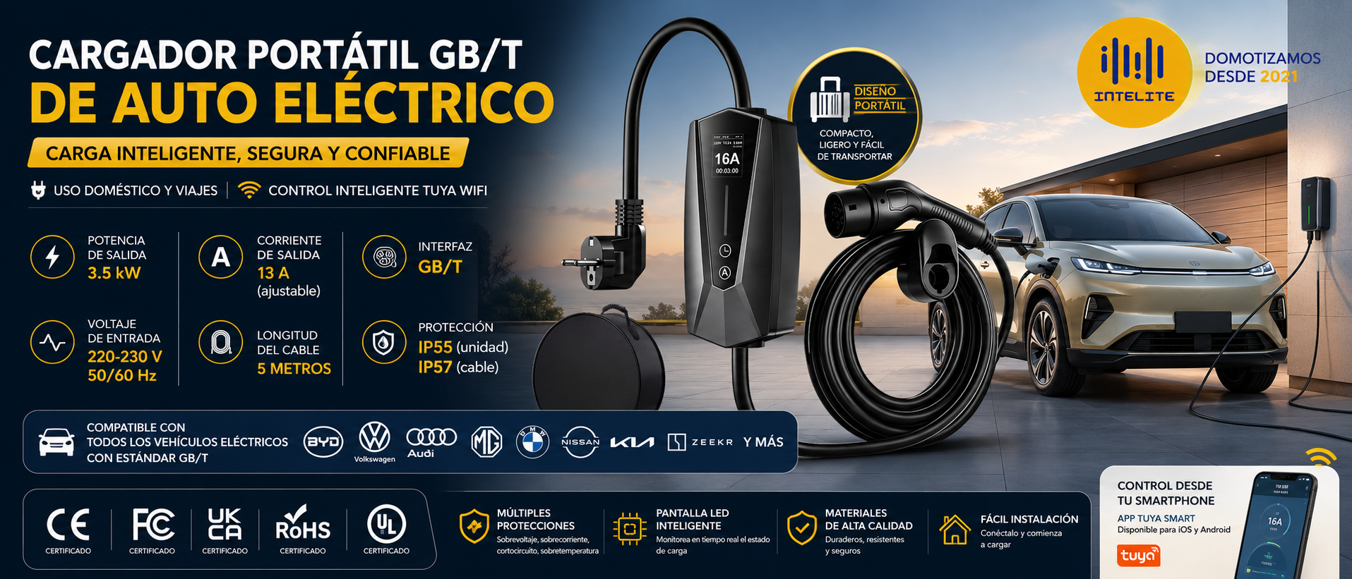 Cargador portátil GB/T 3.5 kW